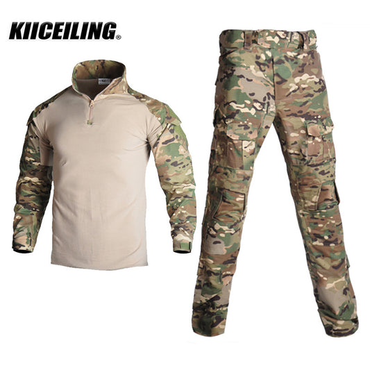 KIICEILING G2 Tactical Long Sleeve Shirt / Combat Pants With Knee Pads（CN S-3XL）(US XXS-XL)