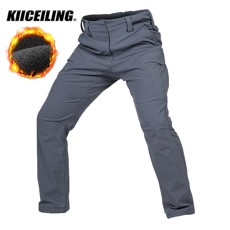 KIICEILING-YF, Tactical Pants for Men, Softshell Fleece, Winter Warm