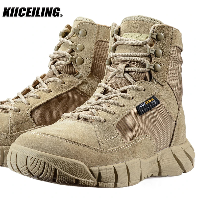 KIICEILING Tactical Boots For Men Sneakers Combat Military Army Hiking Trekking Climbing Shoes Work Safety Motocycle Snow Boot