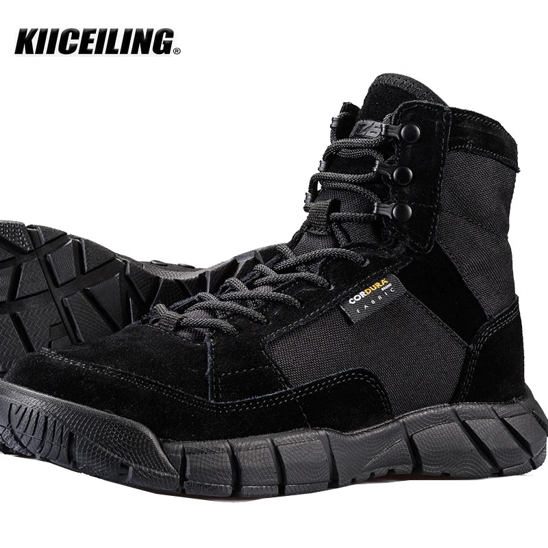 KIICEILING Tactical Boots For Men Sneakers Combat Military Army Hiking Trekking Climbing Shoes Work Safety Motocycle Snow Boot