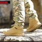 KIICEILING Hiking Shoes Tactical Boots for Men Mid Top Leather Sneakers Outdoor Sports Army Combat Work Military Climbing Shoes