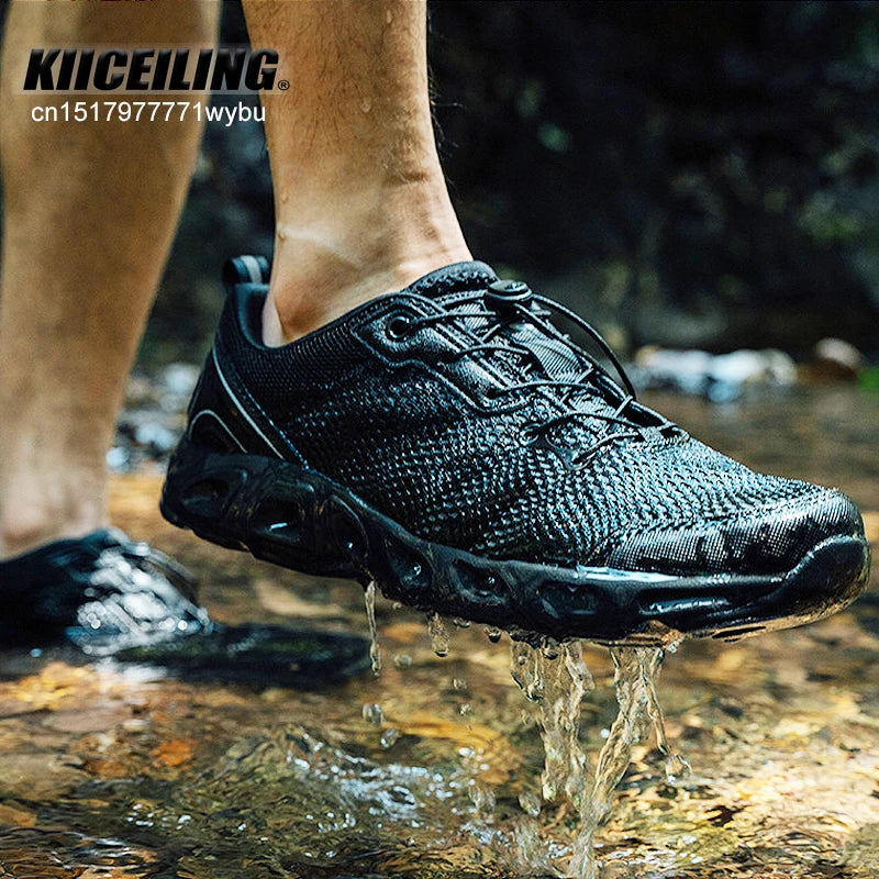 KIICEILING Summer Hiking Shoes Tactical Boots for Men Mesh Breathable Beach Upstream Sneakers Military Army Sport Trekking Shoe