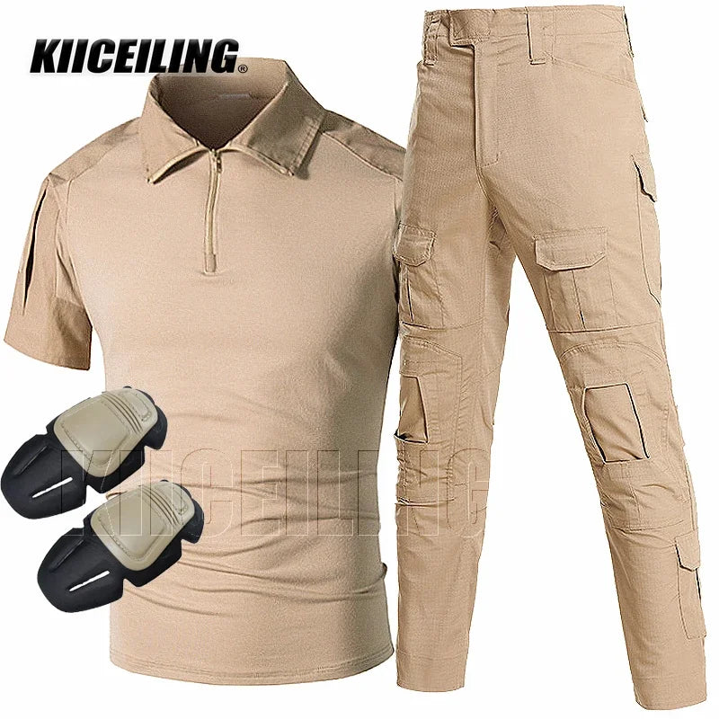 KIICEILING G2 Short Sleeves T-shirt And Pants With Knee Pads (CN S-3XL)