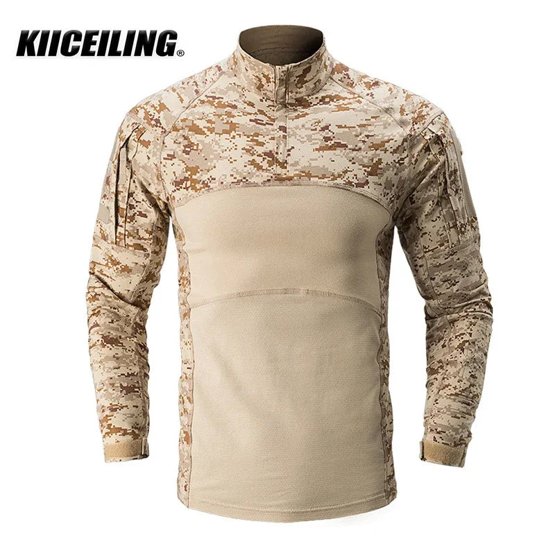 KIICEILING-Summer, FG3 Stretch, Men's Long Sleeve Camouflage T-Shirt,