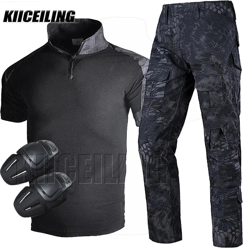 KIICEILING G2 Short Sleeves T-shirt And Pants With Knee Pads (CN S-3XL)