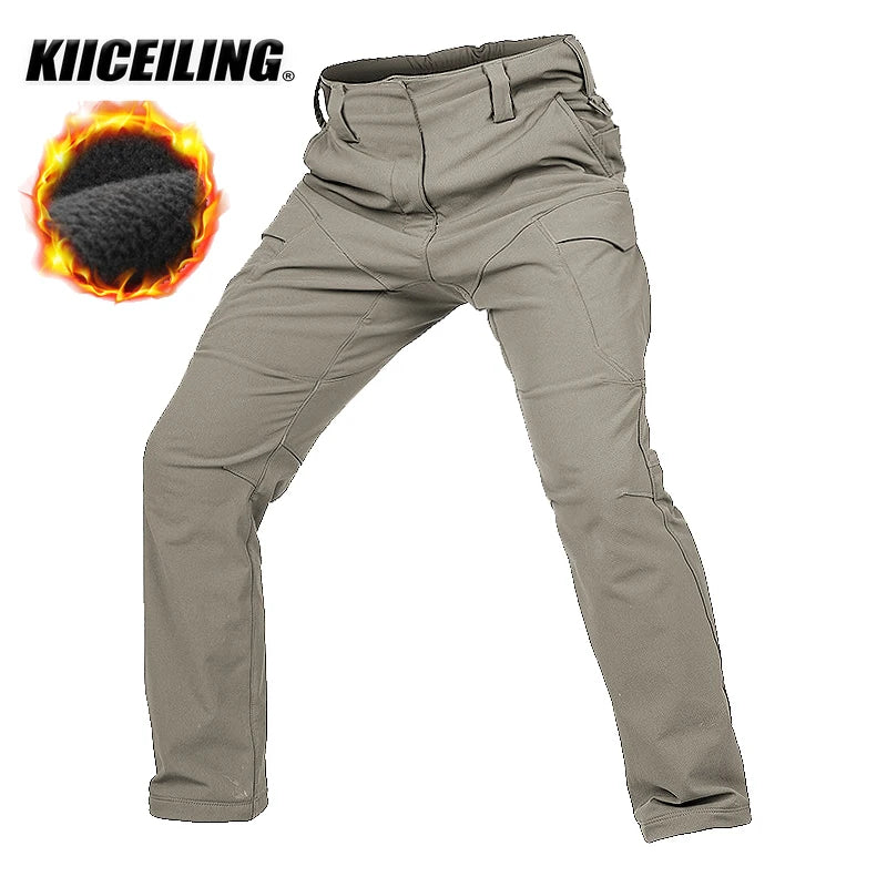 KIICEILING-YF, Tactical Pants for Men, Softshell Fleece, Winter Warm