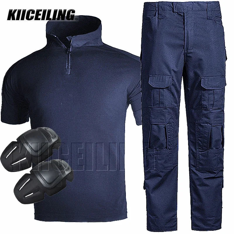 KIICEILING G2 Short Sleeves T-shirt And Pants With Knee Pads (CN S-3XL)