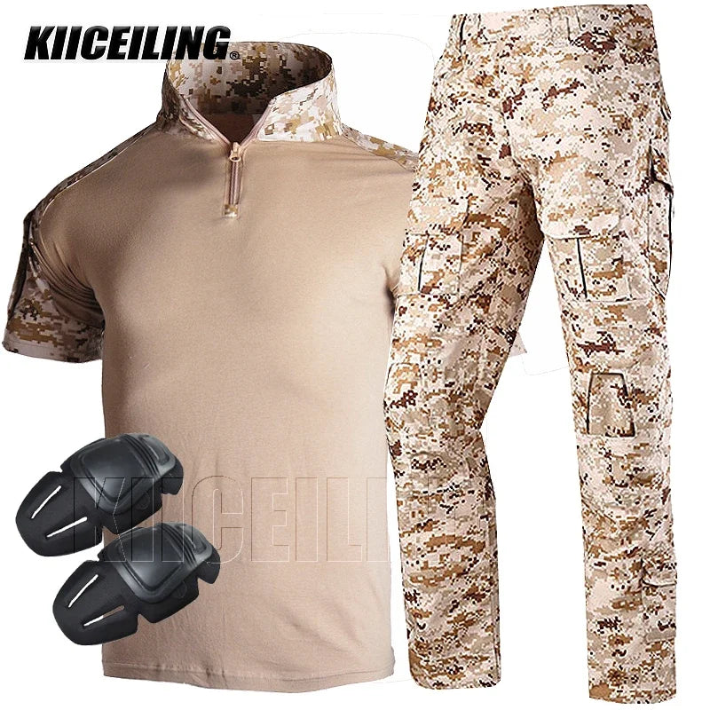 KIICEILING G2 Short Sleeves T-shirt And Pants With Knee Pads (CN S-3XL)