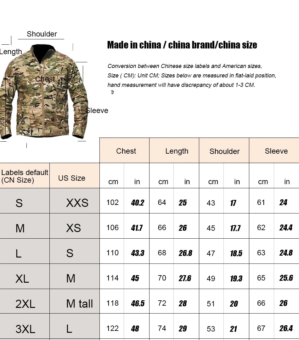 KIICEILING MP-CK Tactical Jackets For Men Ripstop
