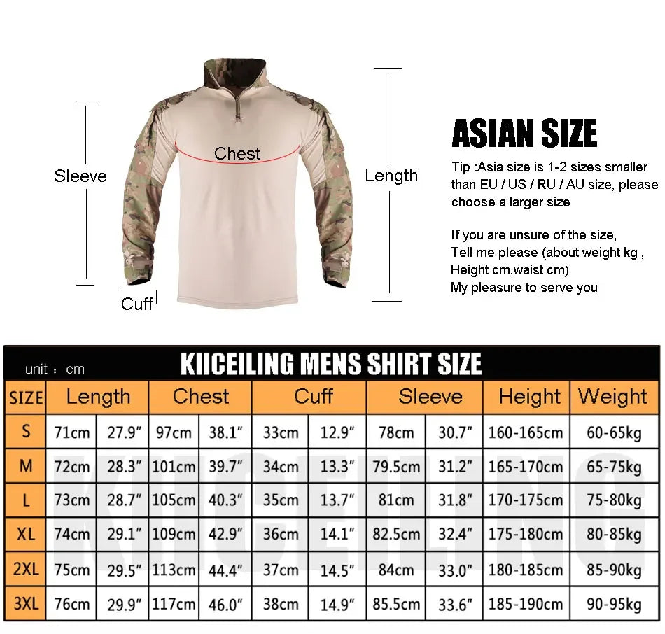 KIICEILING G3 Long Sleeve Shirt / Pants Stretch Patches With Knee Pads (CN S-3XL)