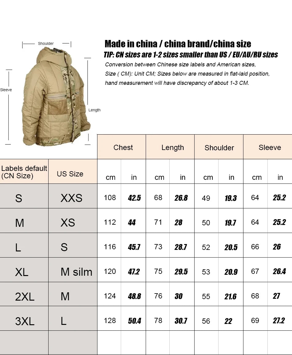 KIICEILING MP-2.0 Multicam Tactical Jackets Winter Warm Waterproof Coat